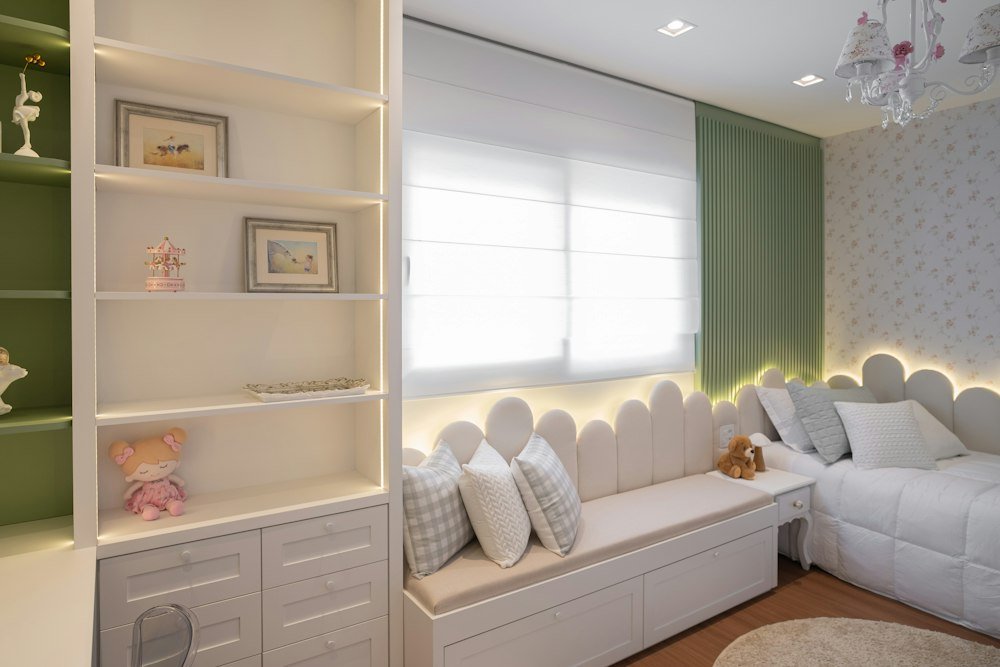 Window Seat Reading Nook with Built-in Storage for Kids Room