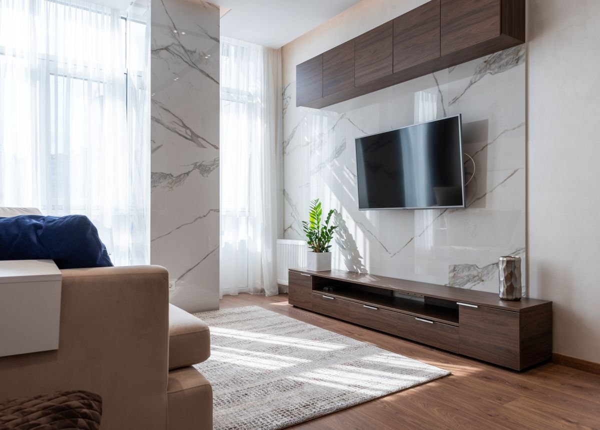 Warm LED Profile Lighting Around a TV Unit