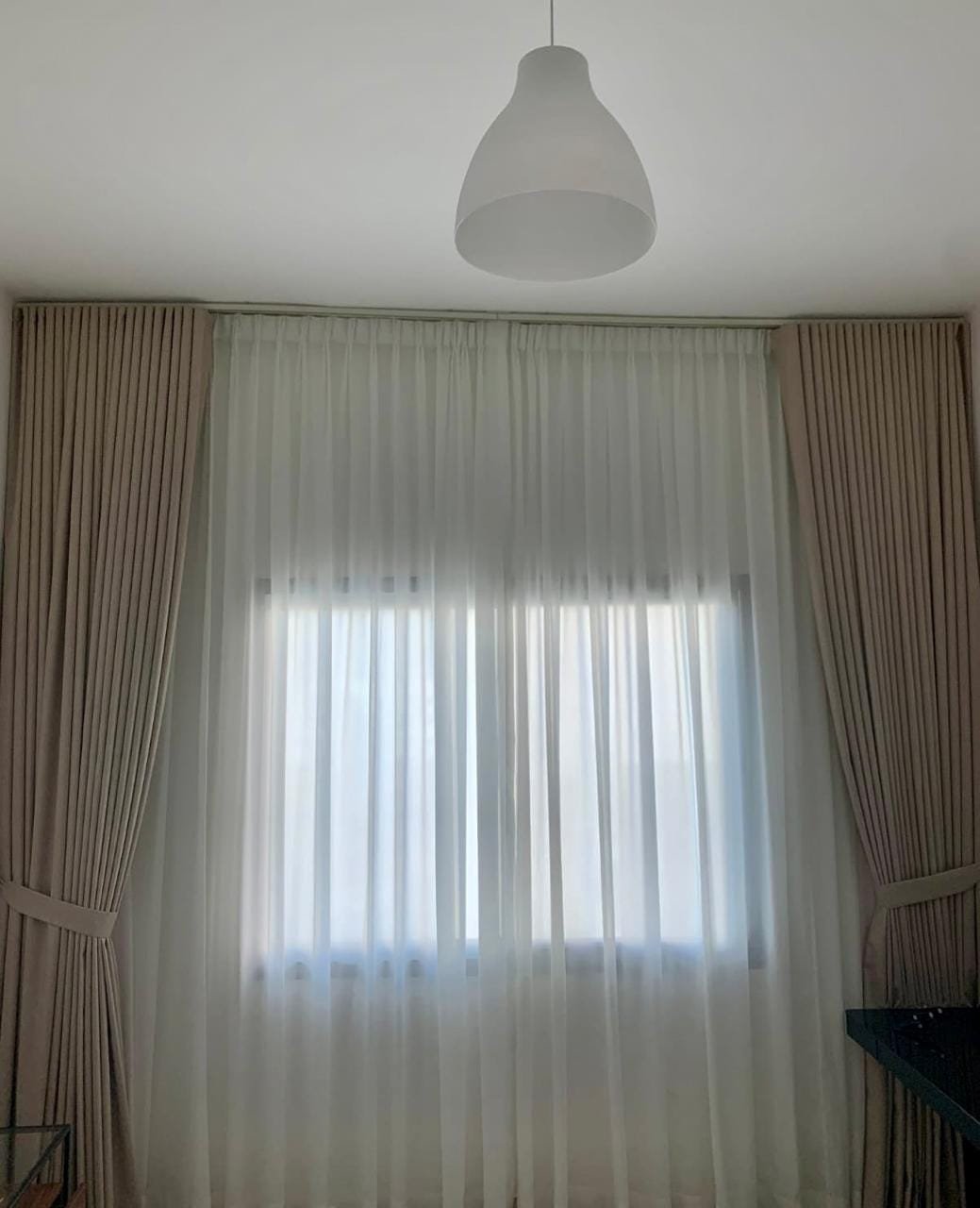Sheer & Blackout Layered Curtains with Cove Lighting