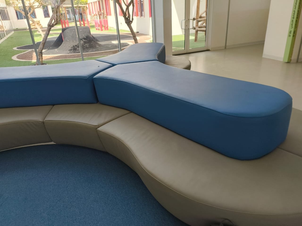 Curved Bench Seating for a School Lobby